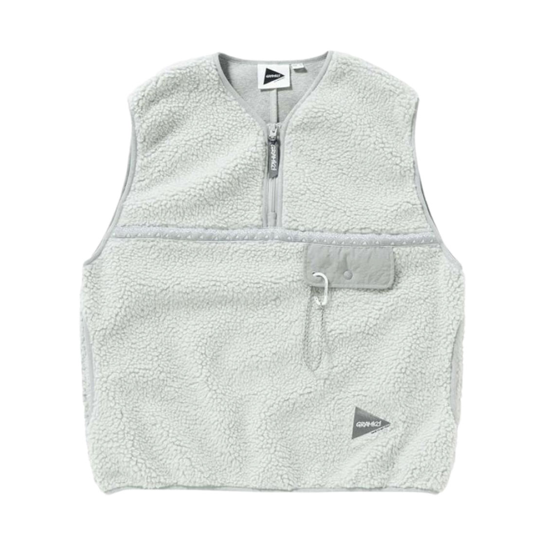 (W) 앤드 원더 x 그라미치 JQ 테이프 플리스 베스트 라이트 그레이((W) And Wander x Gramicci JQ Tape Fleece Vest Light Gray)