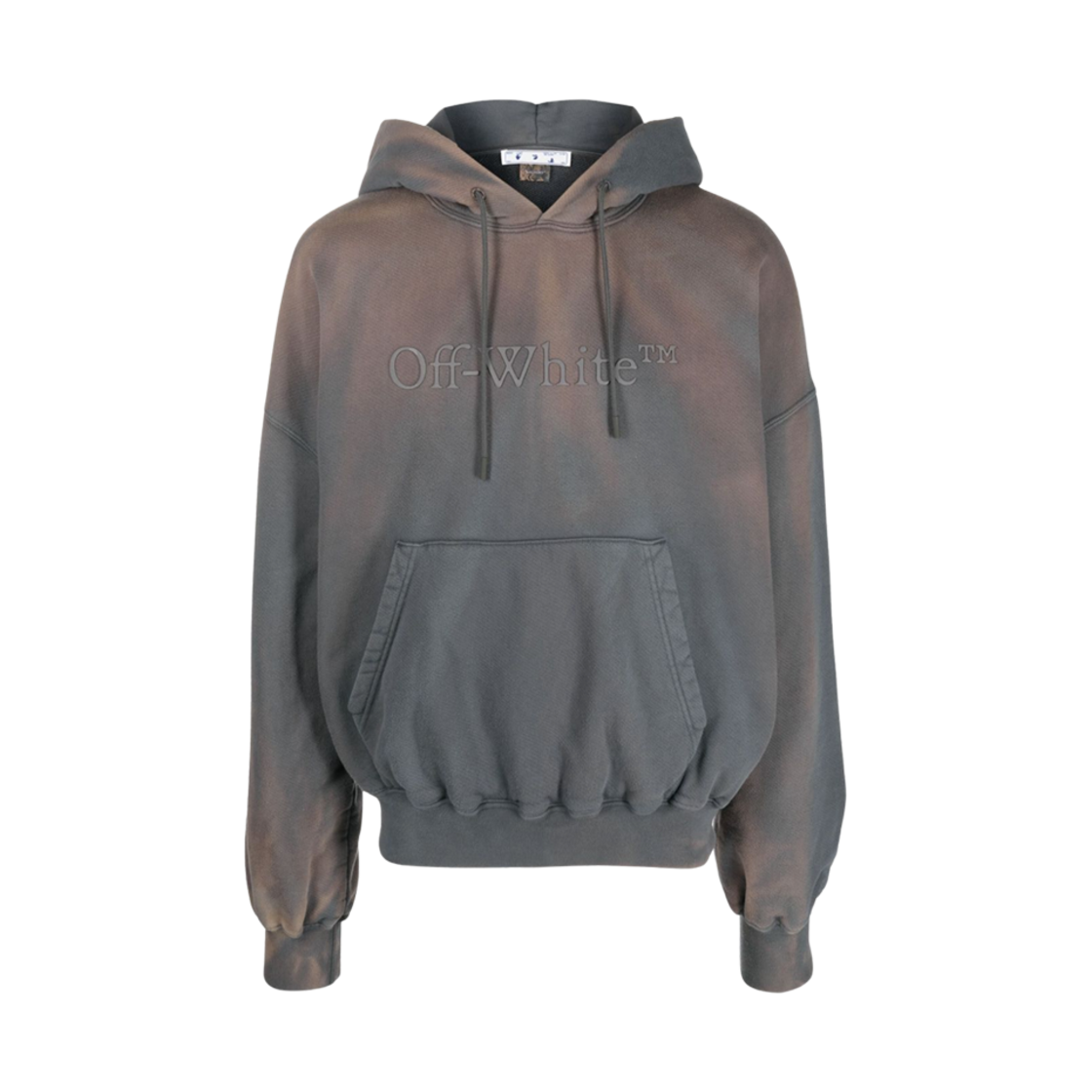 OMBB110S23FLE0106060 Off-White Bookish Logo Embroidered Tie Dye Hoodie Brown