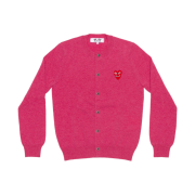 (W) Play Comme des Garcons Double Heart Knit Cardigan Pink