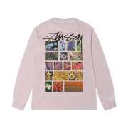 Stussy Flower Grid Pigment Dyed LS T-Shirt Blush