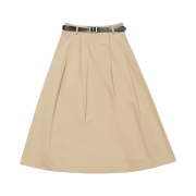 Green Butter Women Cotton Pintuck Long Skirt Beige