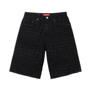 Supreme Frayed Croc Baggy Denim Shorts Black - 25SS