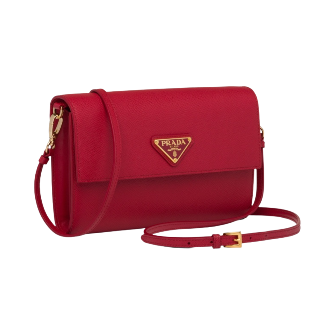 프라다 사피아노 레더 숄더 스트랩 지갑 파이어리 레드(Prada Saffiano Leather Wallet with Shoulder Strap Fiery Red) - 2