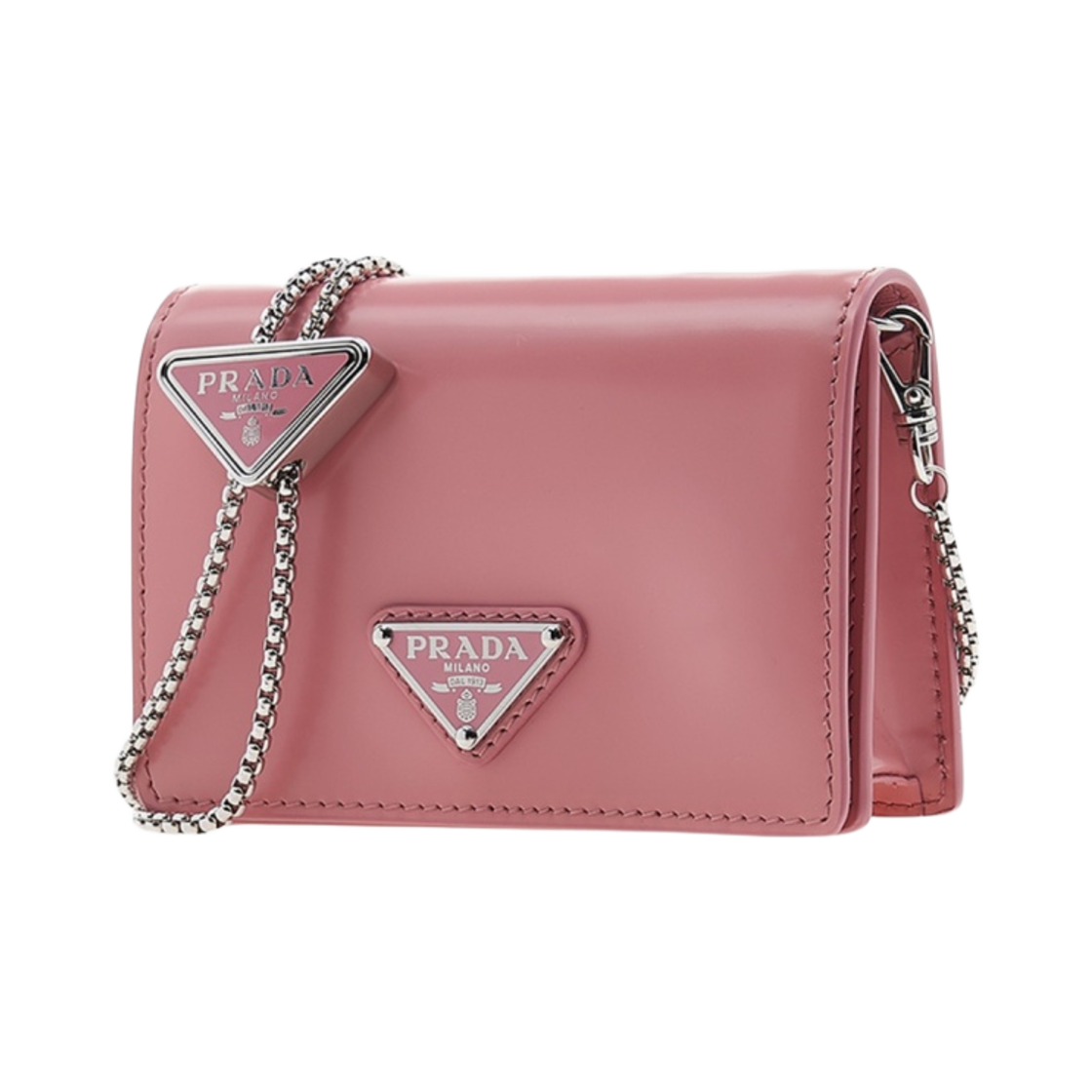 프라다 숄더 스트랩 브러쉬드 레더 카드 홀더 페탈 핑크(Prada Brushed Leather Card Holder with Shoulder Strap Petal Pink) - 2