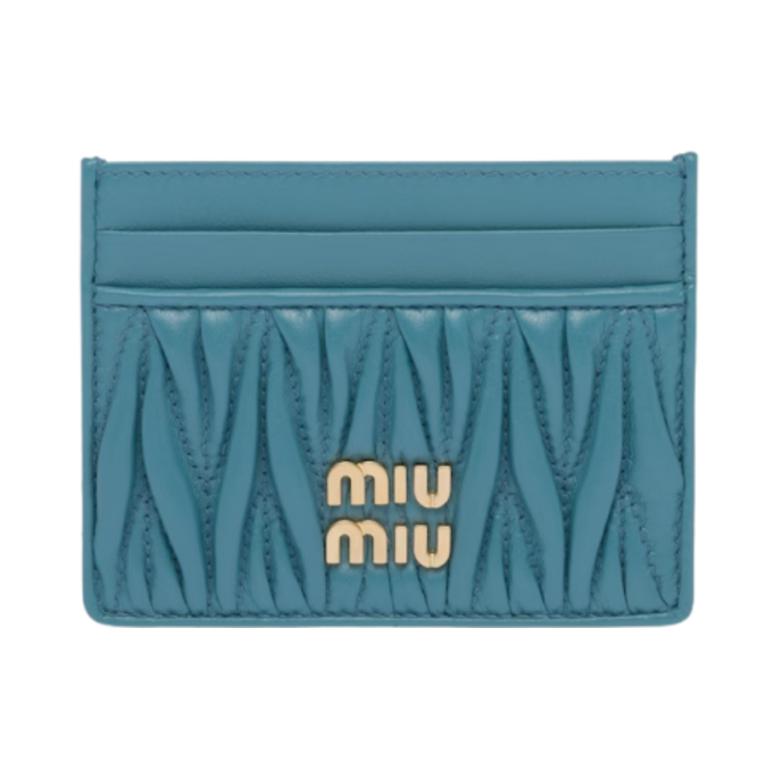 미우 미우 마테라쎄 나파 가죽 카드 홀더 마리나 블루(Miu Miu Matelasse Nappa Leather Card Holder Marina Blue)