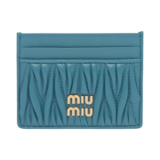 Miu Miu Matelasse Nappa Leather Card Holder Marina Blue