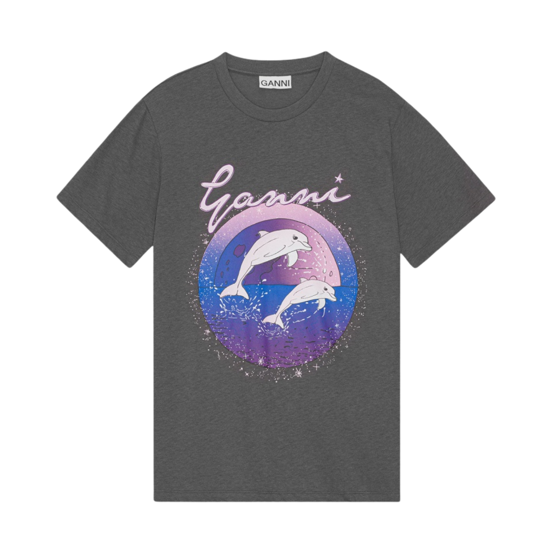 (W) 가니 패브릭스 오브 더 퓨처 릴렉스드 돌핀 티셔츠 볼캐닉 애쉬((W) Ganni Fabrics of the Future Relaxed Dolphin T-Shirt Volcanic Ash) - 1
