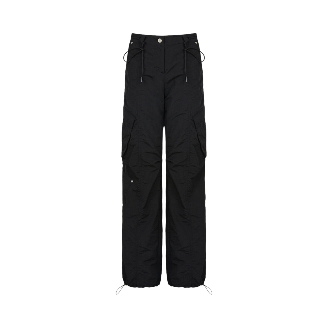 NK2SPT01 Notknowing Folded Low-rise Multi Cargo Pants Black