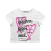 The Museum Visitor Crop Heart Sprayed T-Shirt White