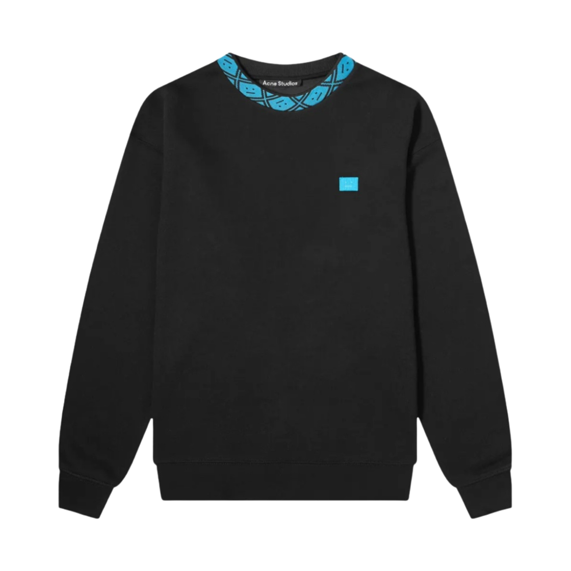 아크네 스튜디오 퓨처 립 페이스 크루 스웨트셔츠 블랙 블루(Acne Studios Future Rib Face Crew Sweatshirt Black Blue) - 1