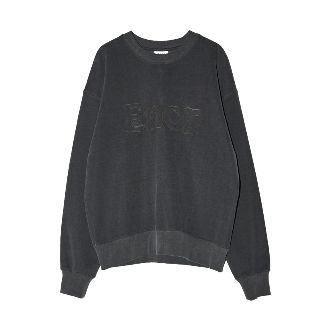 엔오르 우먼 패치 로고 피그먼트 스웨트셔츠 다크 그레이(Enor Women Enor Patch Logo Pigment Sweatshirt Dark Grey)