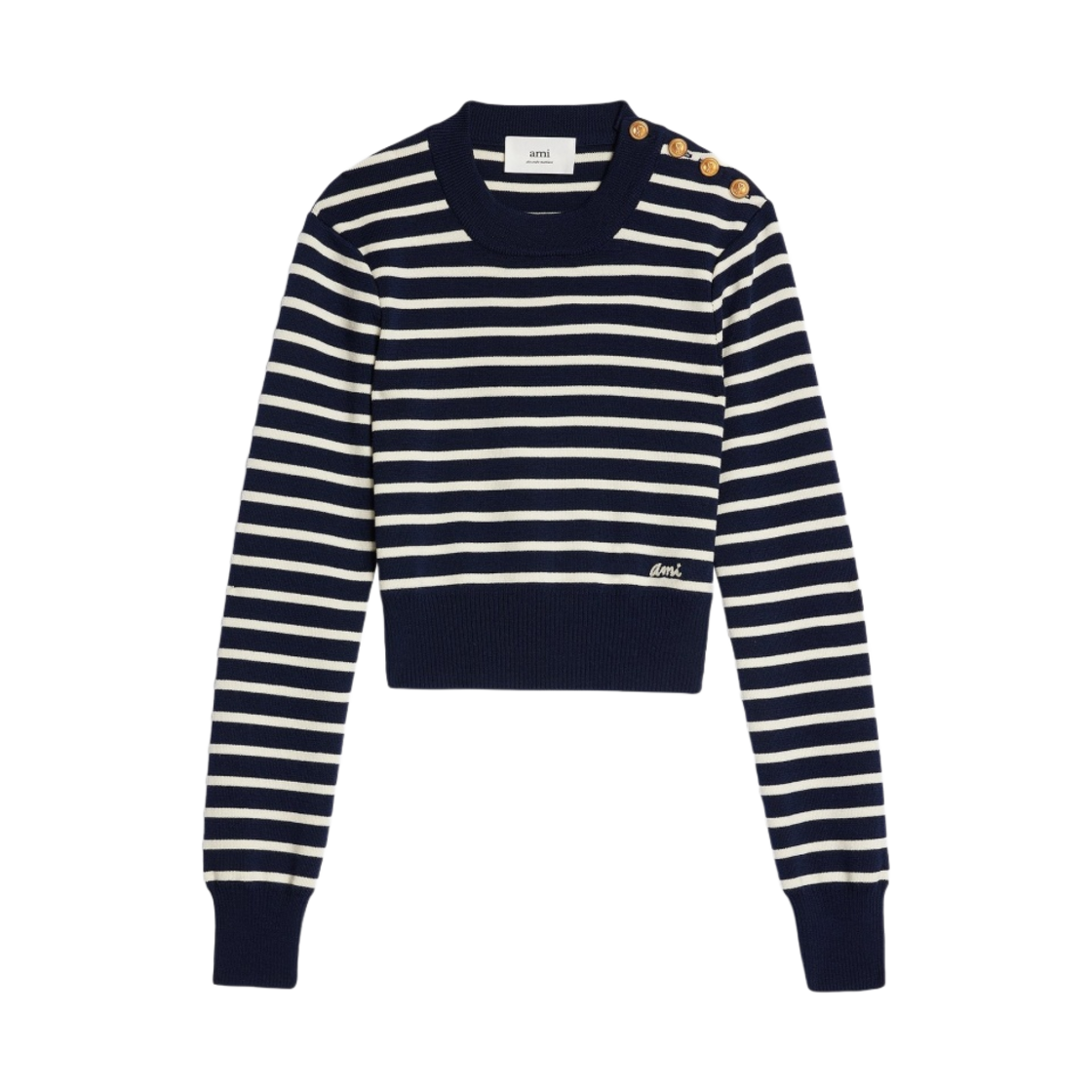(W) 아미 세일러 스웨터 노틱 블루 내츄럴 블루((W) AMI Sailor Sweater Nautic Blue Natural Blue) - 1