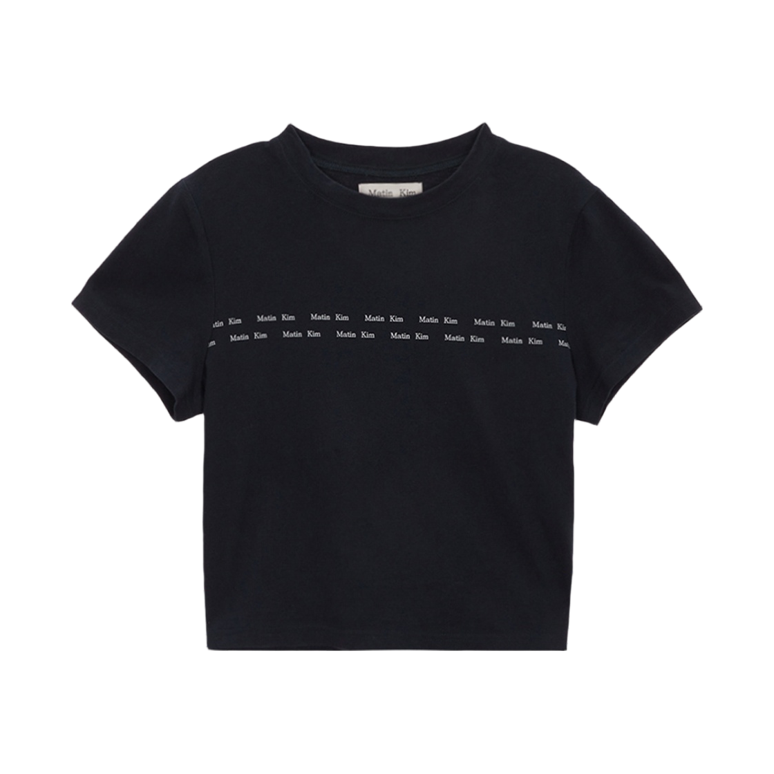 MK2378TS051M0BB (W) Matin Kim Double Line Logo Crop Top Black