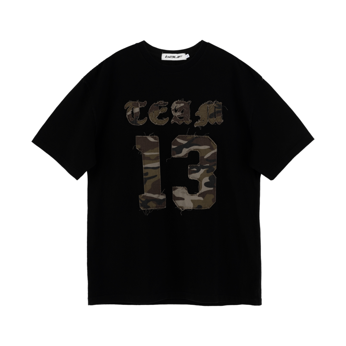 BFT-24SS-U-BLK-025 BAUF Numbering Camo Short Sleeve T-shirt Black - 대표 이미지 #1