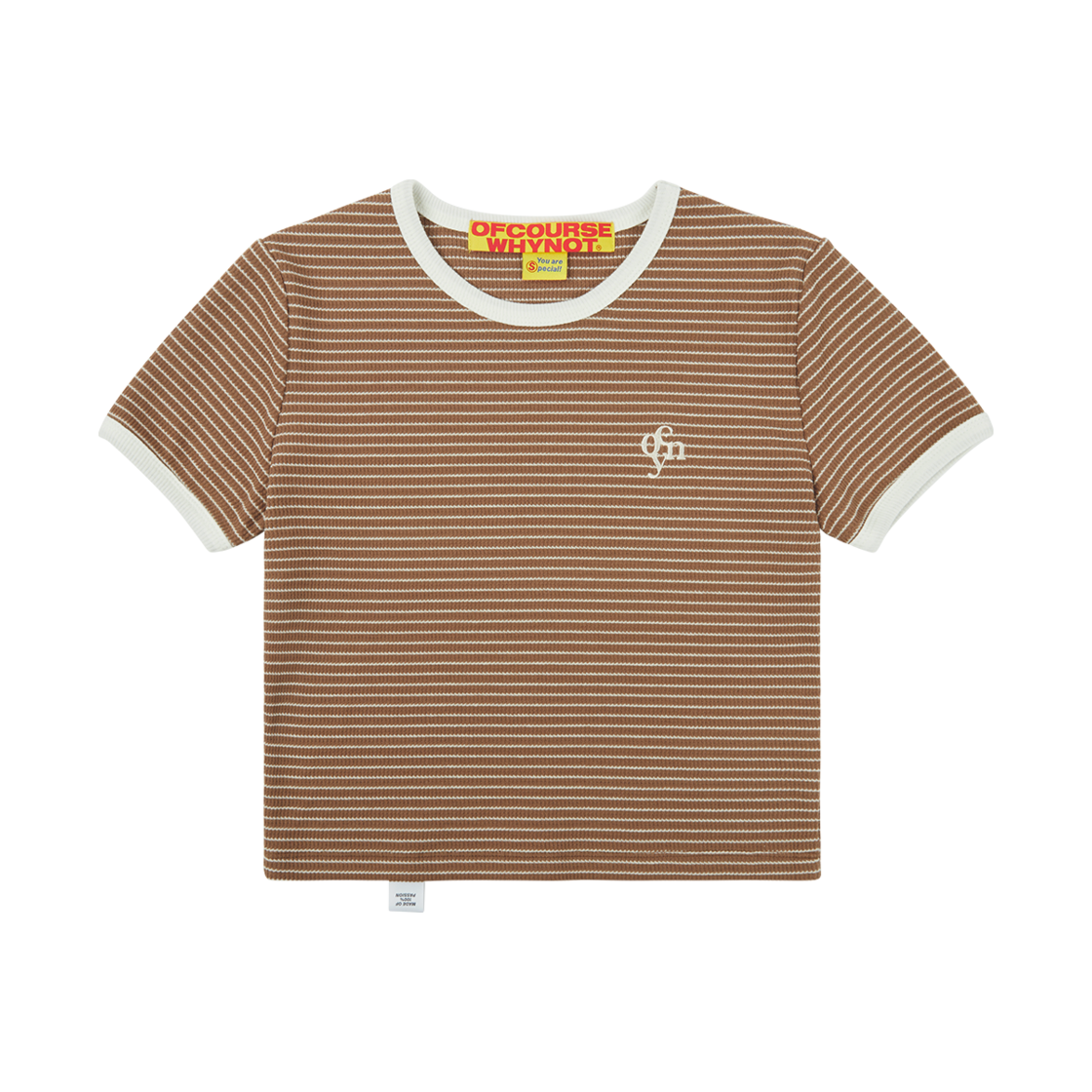 오브콜스와이낫 소프트 걸 썸머 링어 티셔츠 브라운(ofcoursewhynot Soft Girl Summer Ringer Tee Brown)