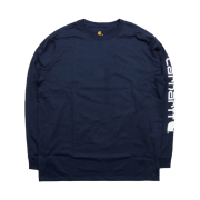 Carhartt Loose Fit Heavyweight Regular Logo Sleeve Graphic Long Sleeve T-Shirt Navy