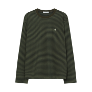 SLOW RECORD HOUSE Stripe Long Sleeve Khaki
