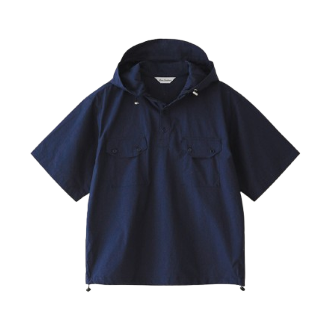 Bluesf99 Blue Sunflower Plain Snap Hooded Windbreaker Shirt Navy