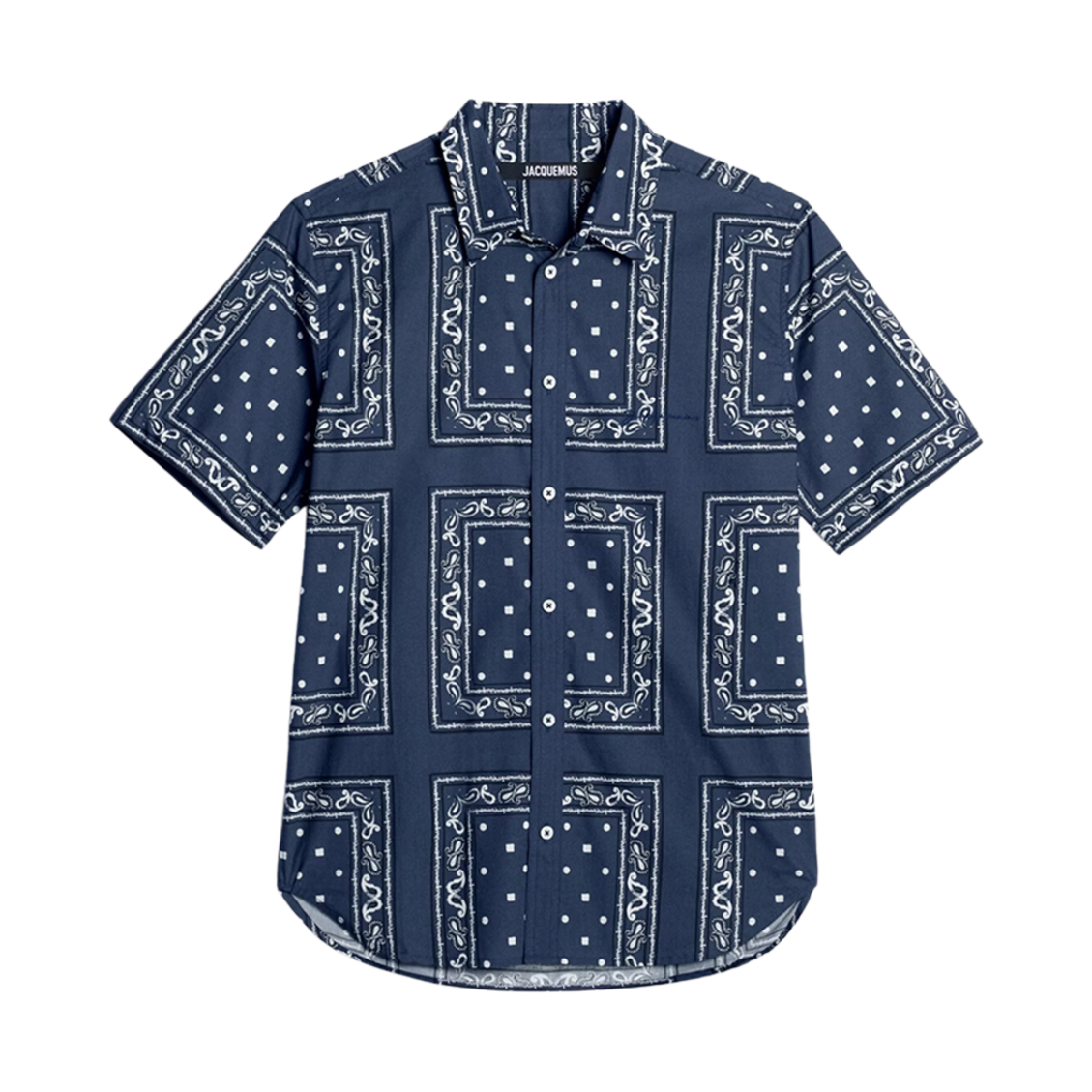 225SH006-1356-3DK Jacquemus La Chemise Melo Paisley Bandana Short Sleeve Shirt Print Navy Paisley