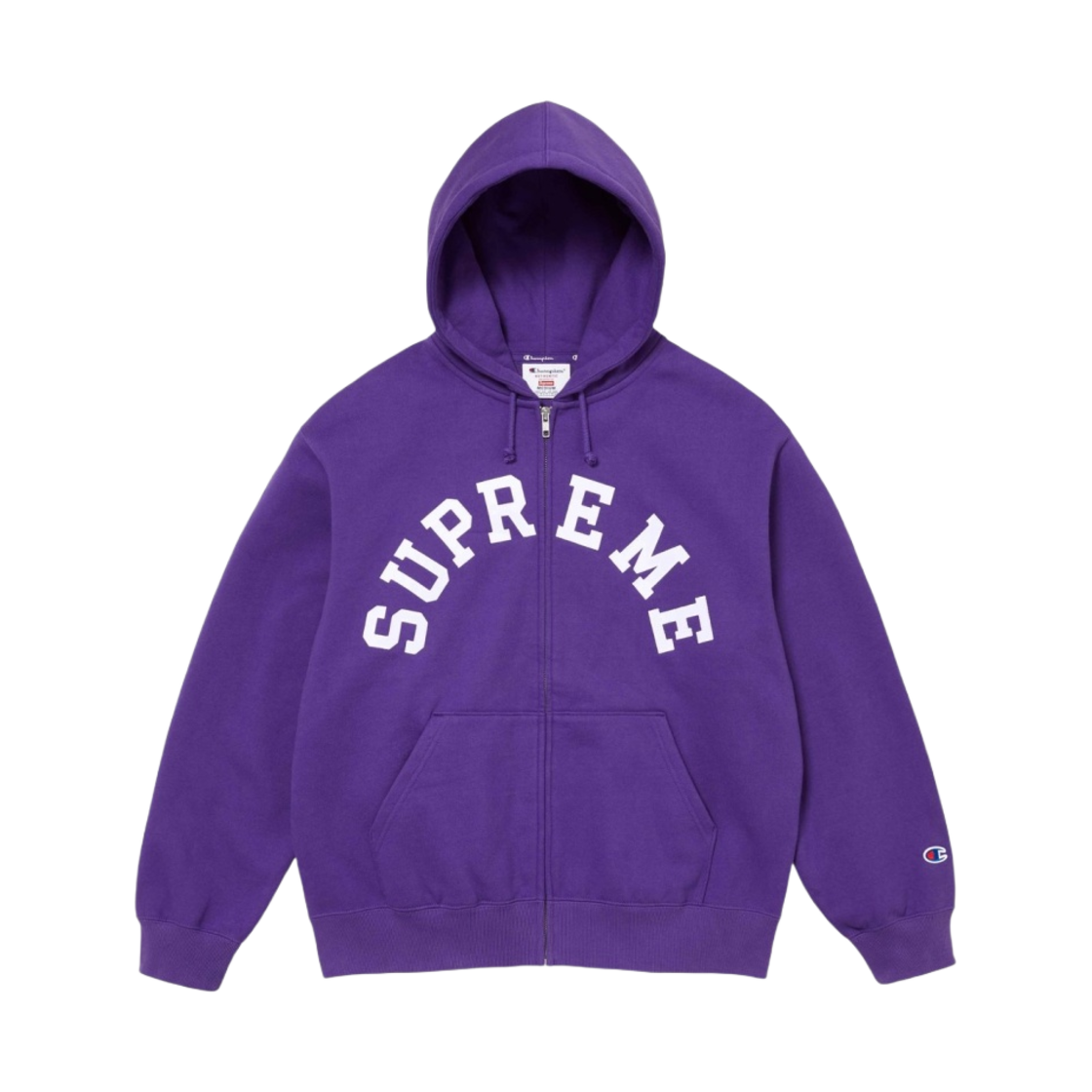 슈프림 x 챔피온 집업 후드 스웨트셔츠 퍼플 - 24SS(Supreme x Champion Zip Up Hooded Sweatshirt Purple - 24SS)