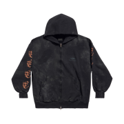 Balenciaga Heavy Metal Zip-Up Hoodie Small Fit Black Faded