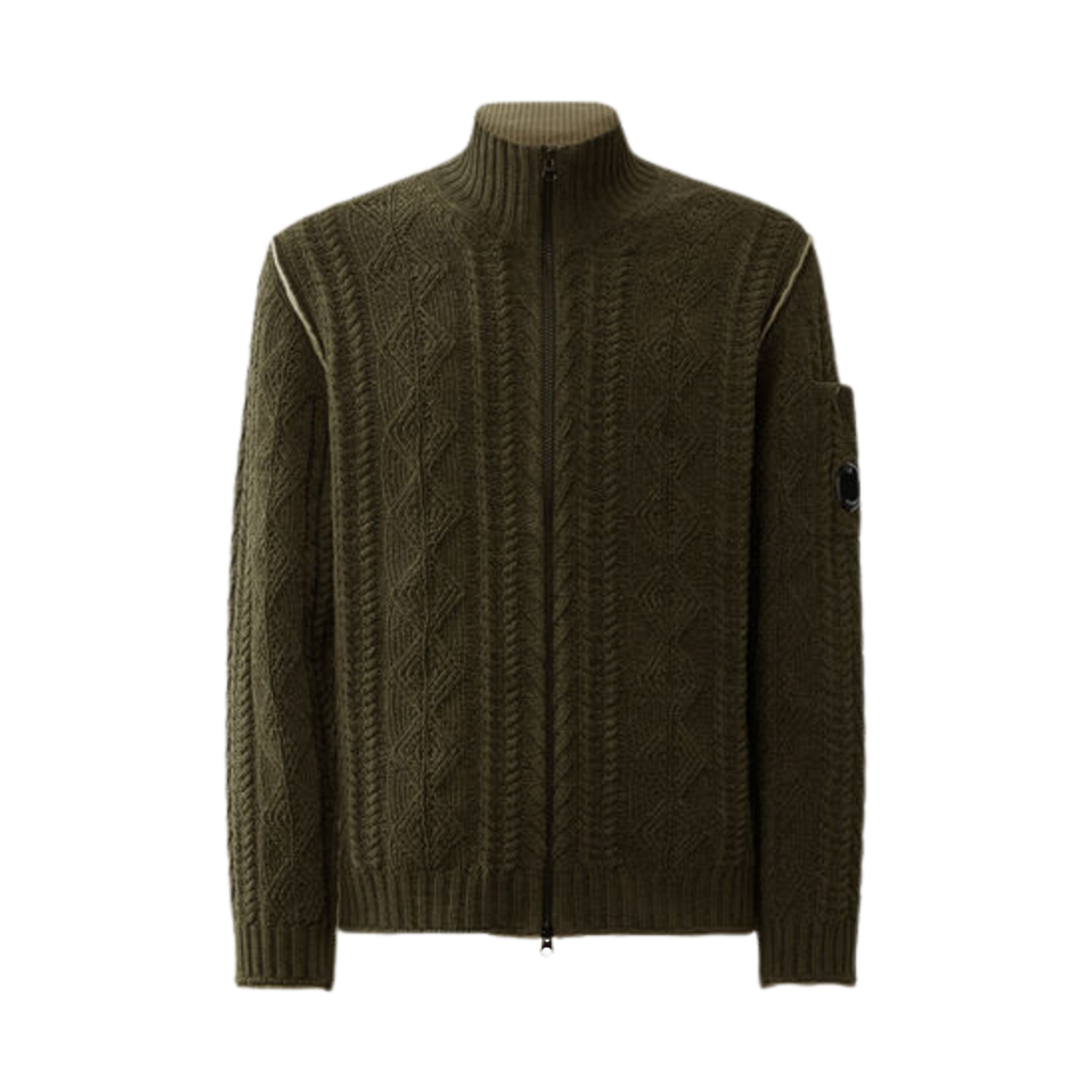 17CMKN191A110190G674 C.P. Company Cotton Chenille Double Intarsia Zipped Knit Grape Leaf Green - 24FW