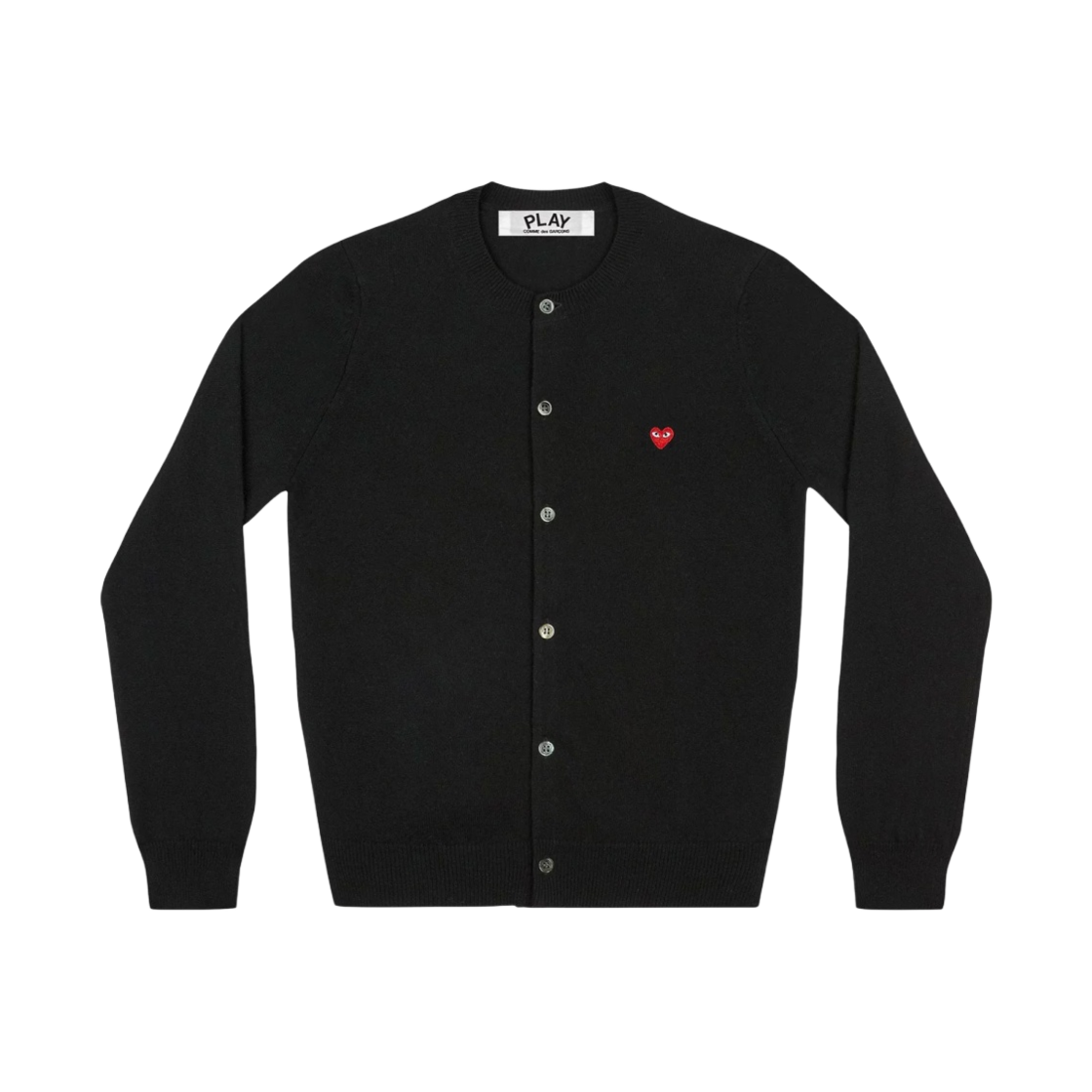(W) 플레이 꼼데가르송 미니 레드 하트 니트 가디건 블랙