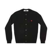 (W) Play Comme des Garcons Mini Red Heart Knit Cardigan Black