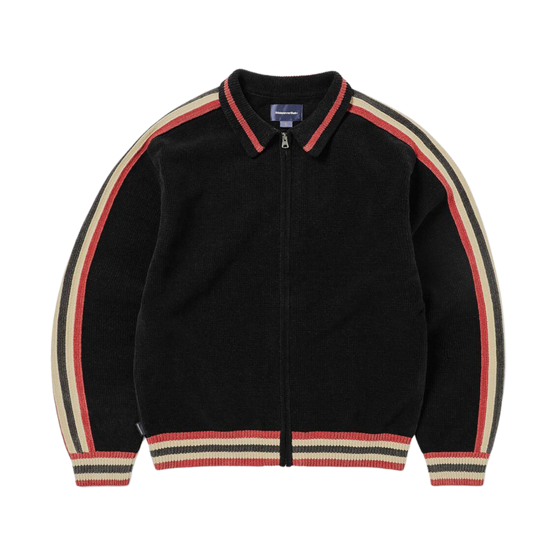 TN243KKNCK02BLK Thisisneverthat Striped Zip Cardigan Black