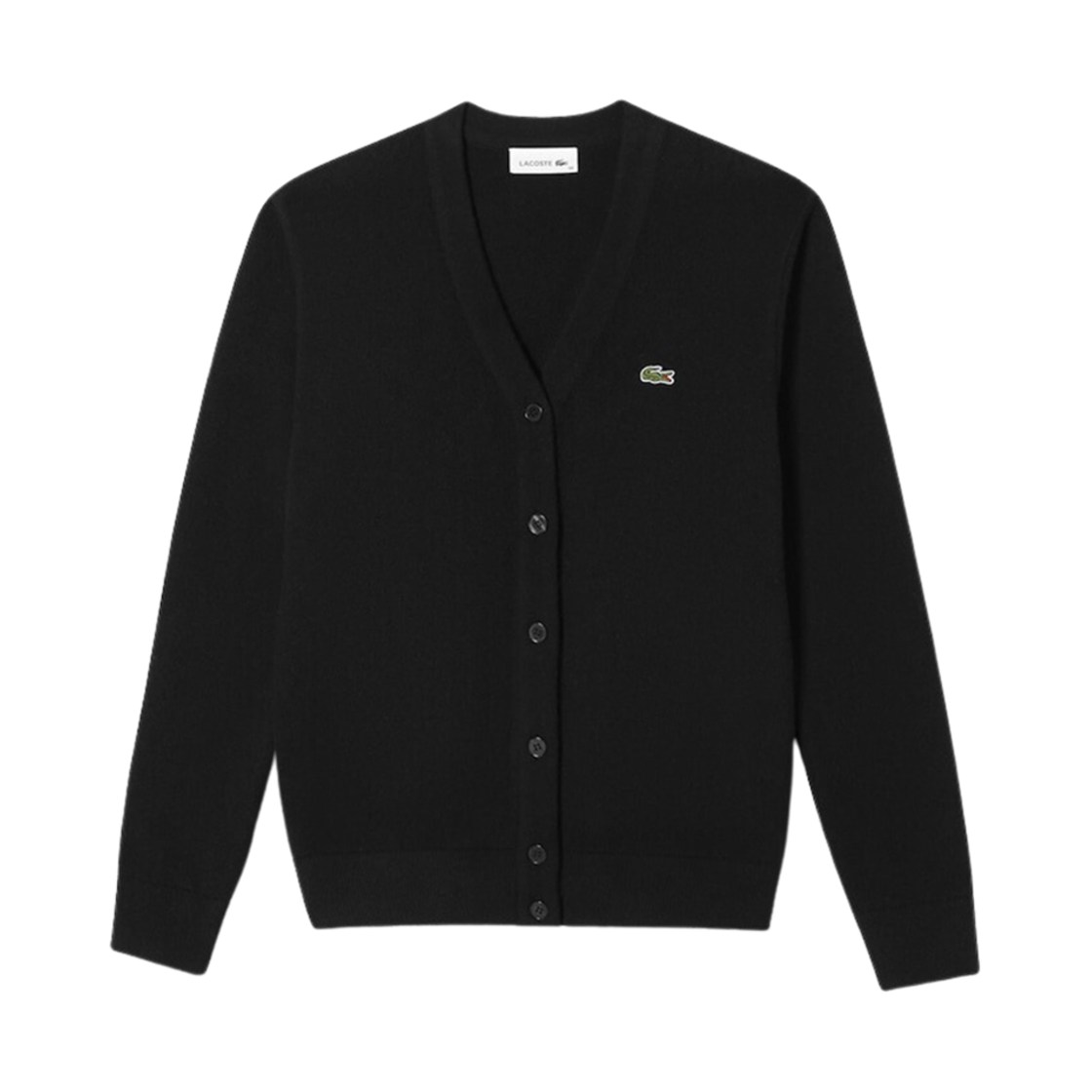 (W) 라코스테 울 베이직 가디건 블랙((W) Lacoste Wool Basic Cardigan Black) - 1