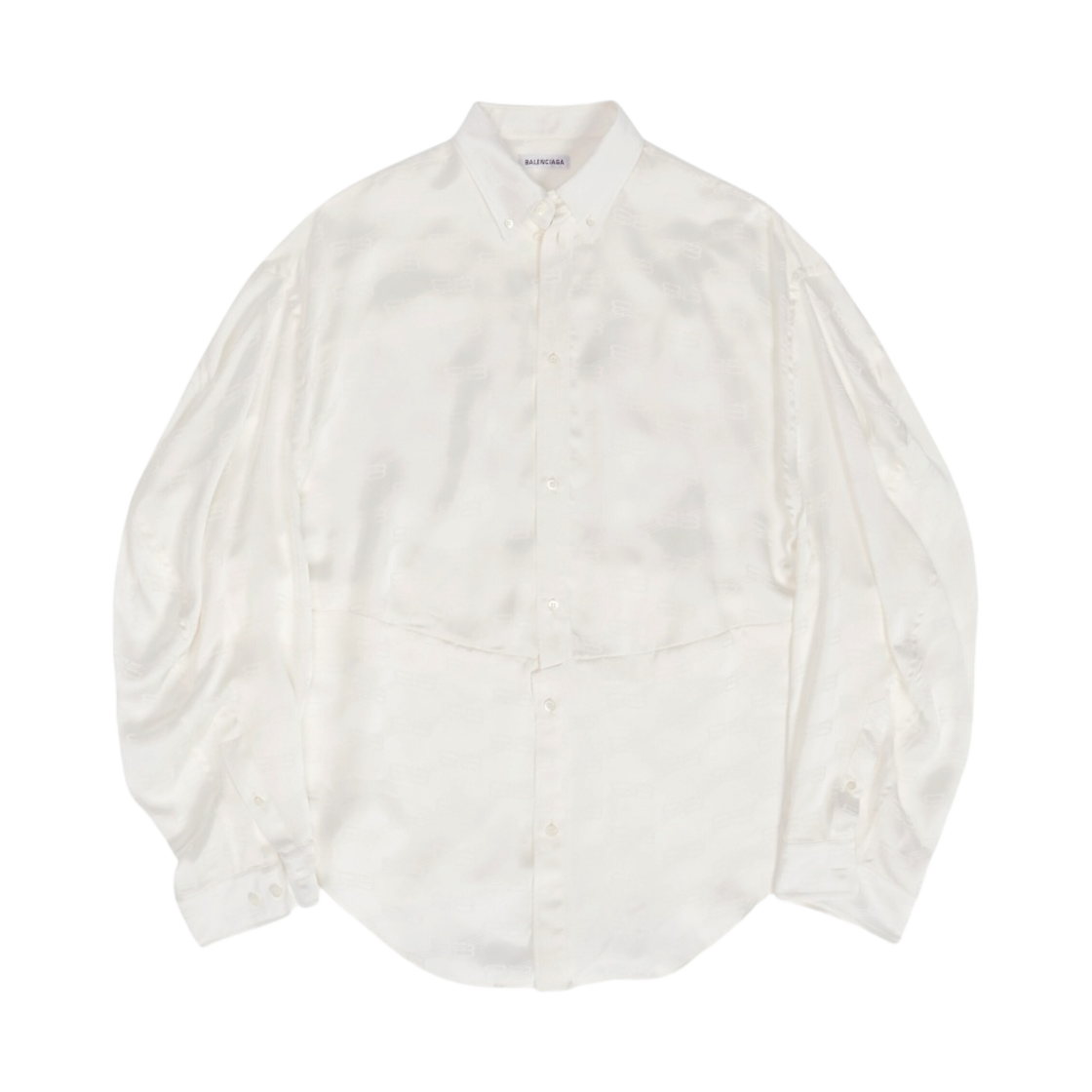 (W) 발렌시아가 BB 모노그램 트위스티드 슬리브 셔츠 오프 화이트((W) Balenciaga BB Monogram Twisted Sleeve Shirt Off White) - 1