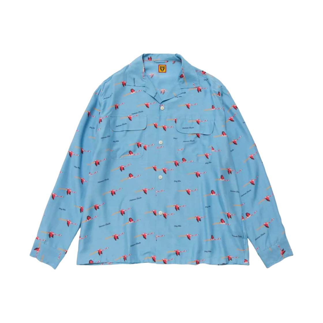 휴먼 메이드 플라밍고 오픈 칼라 롱슬리브 셔츠 블루(Human Made Flamingo Open Collar L/S Shirt Blue) - 1
