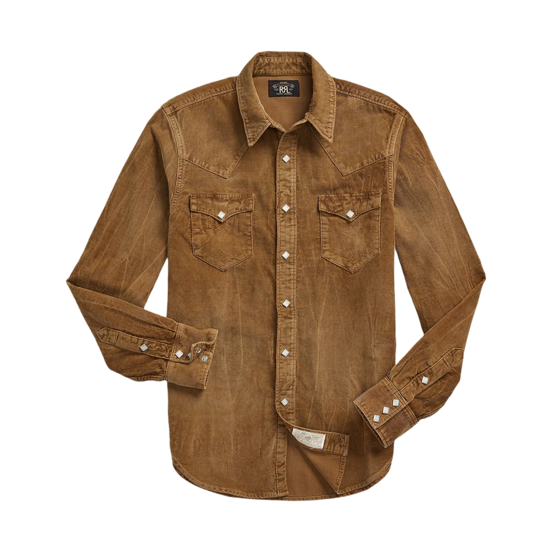 782911287001 Double RL Slim Fit Corduroy Western Shirt Faded Tan