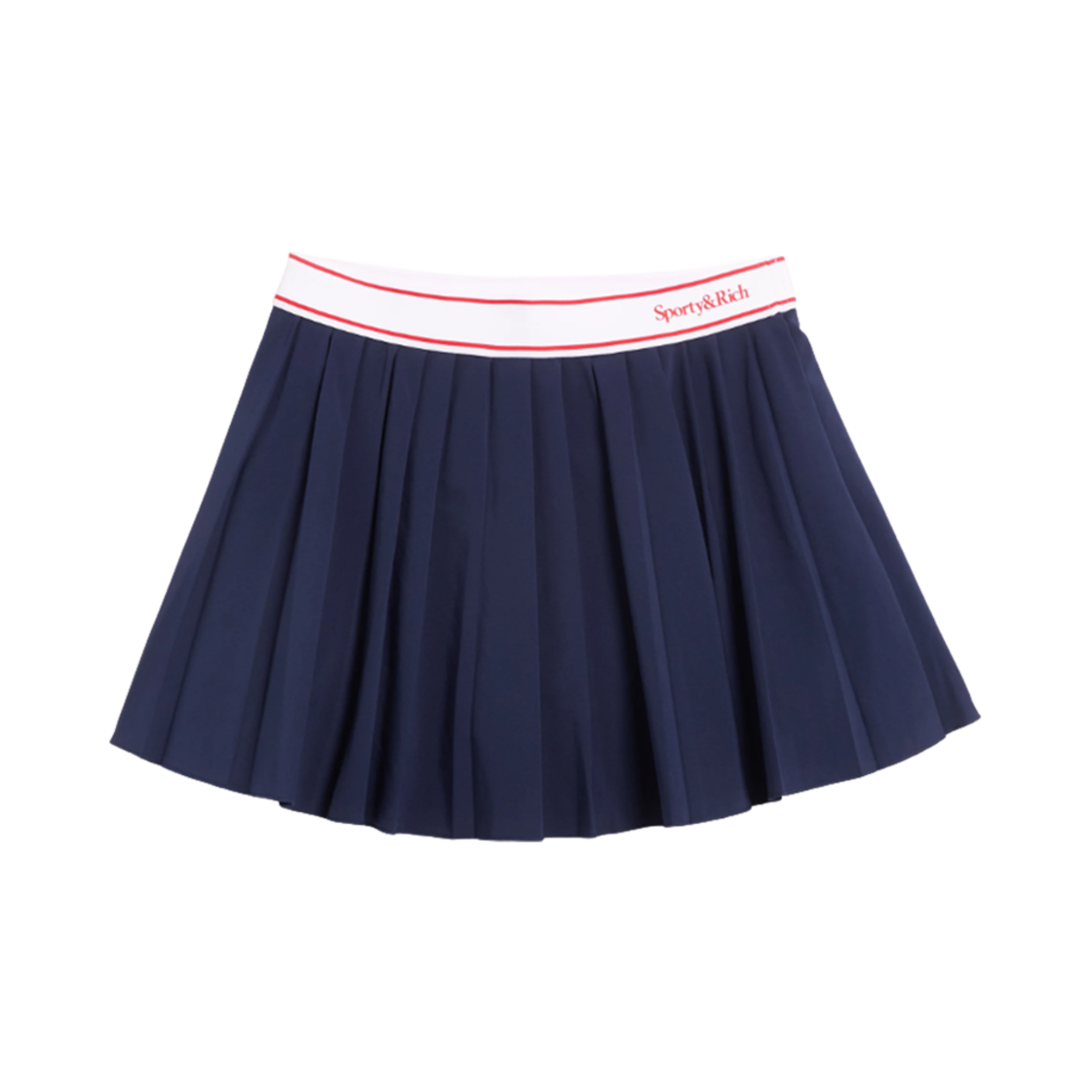 SK005S406SN (W) Sporty & Rich Serif Logo Pleated Skirt Navy White
