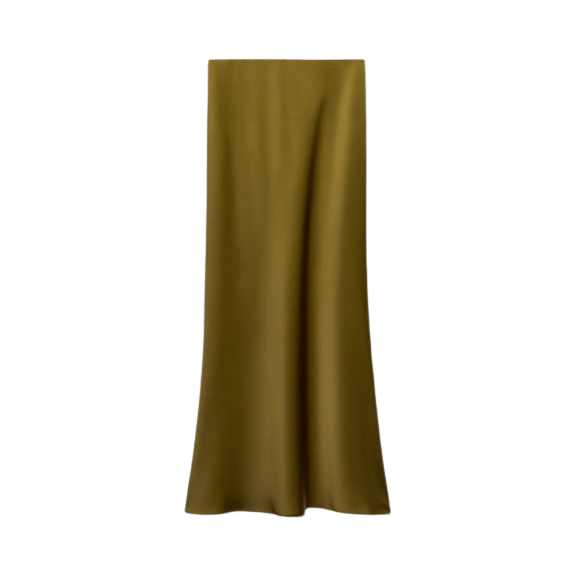 (W) 자라 새틴 미디 스커트 다크 올리브