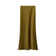 (W) Zara Satin Midi Skirt Dark Olive