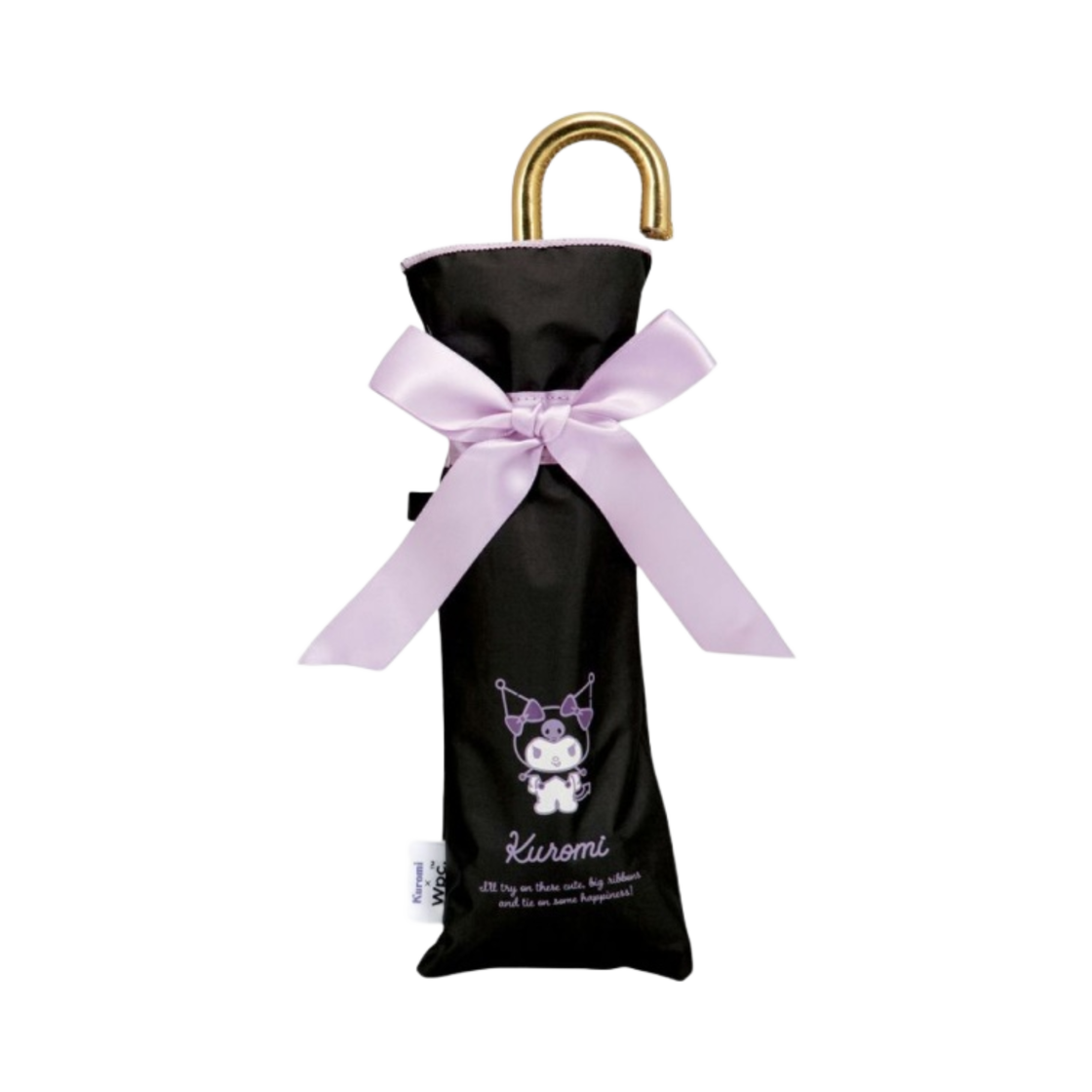 801-SA23-102 WPC x Sanrio Characters Blackout Satin Ribbon Mini Parasol Folding Kuromi Black
