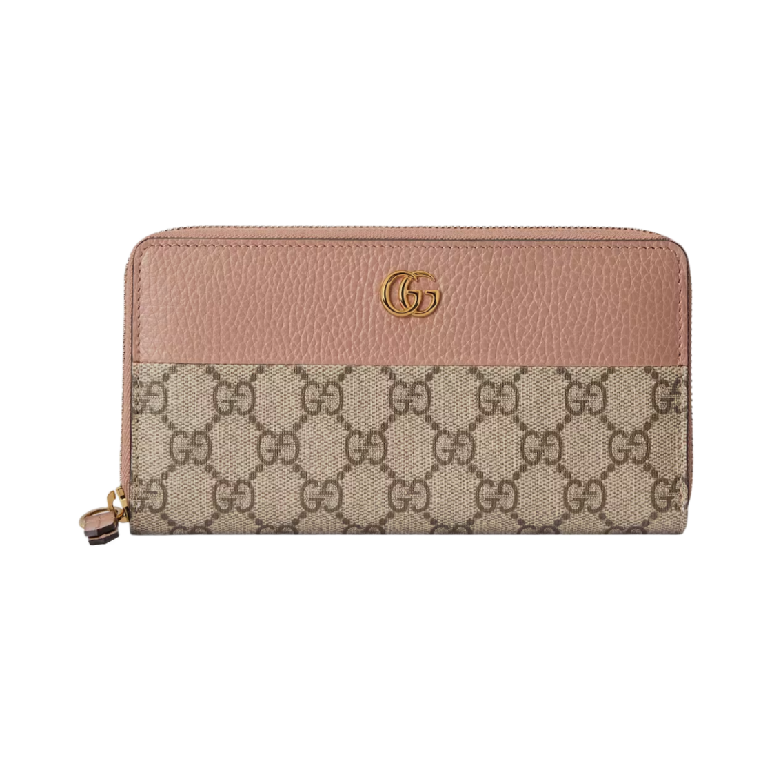구찌 GG 마몽 집 어라운드 지갑 핑크 레더 GG 슈프림(Gucci GG Marmont Zip Around Wallet Pink Leather GG Supreme) - 1