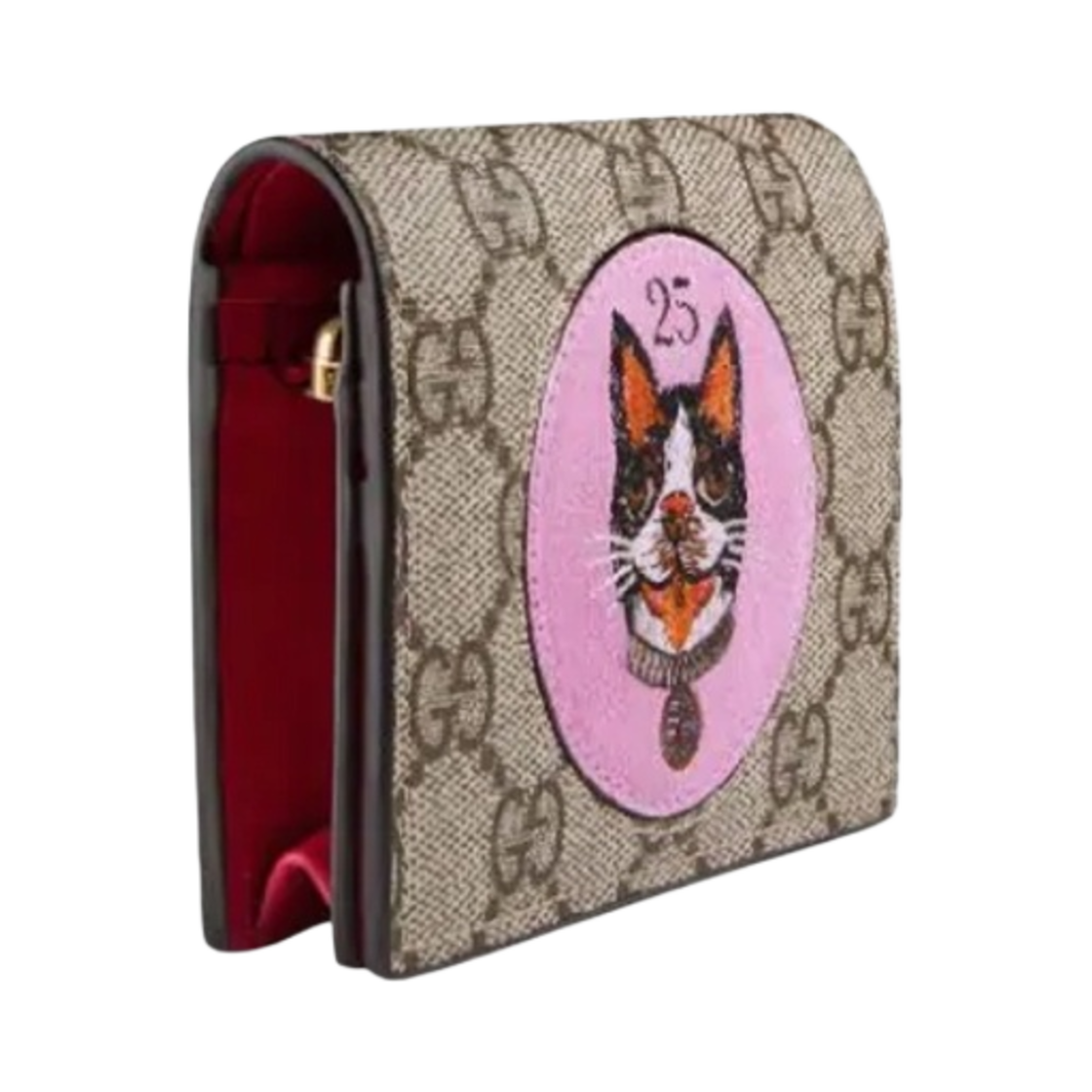 구찌 보스코 패치 GG 슈프림 카드 케이스 지갑 베이지 에보니(Gucci GG Supreme Card Case Wallet with Bosco Patch Beige Ebony) - 2