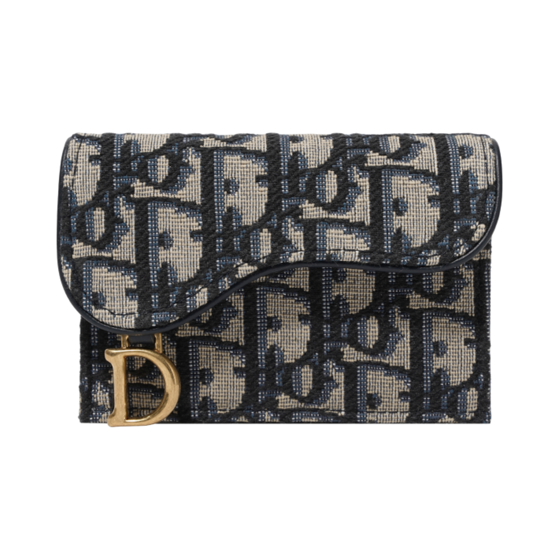 디올 새들 플랩 카드 홀더 블루 디올 오블리크 자카드(Dior Saddle Flap Card Holder Blue Dior Oblique Jacquard)