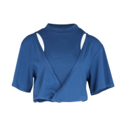 KYO Women Scoopracer Layered Cut-Out Cropped T-Shirt Blue