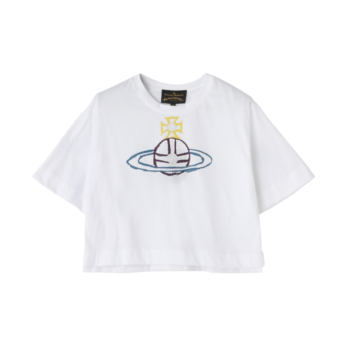 (W) 비비안 웨스트우드 앵글로매니아 크롭 티셔츠 화이트((W) Vivienne Westwood Anglomania Cropped T-Shirt White) - 1