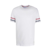 Thom Browne Textured Cotton Stripe Short Sleeve T-Shirt White