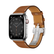 Apple Watch Hermes Series 7 45mm Silver Stainless Steel Case with Single Tour Deployment Buckle Fauve (Korean Ver.)