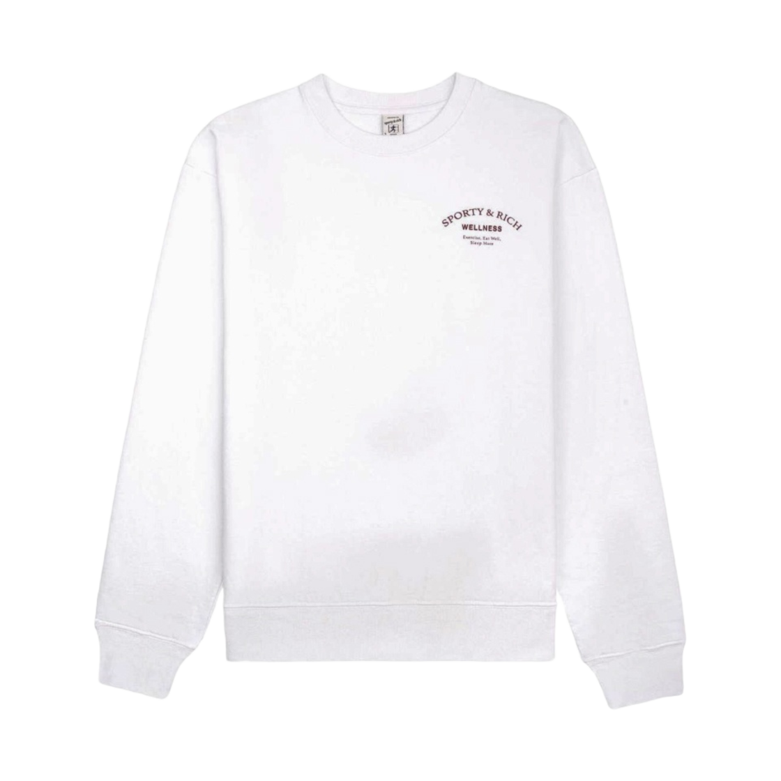 CR663WH Sporty & Rich Wellness Studio Crewneck White Merlot