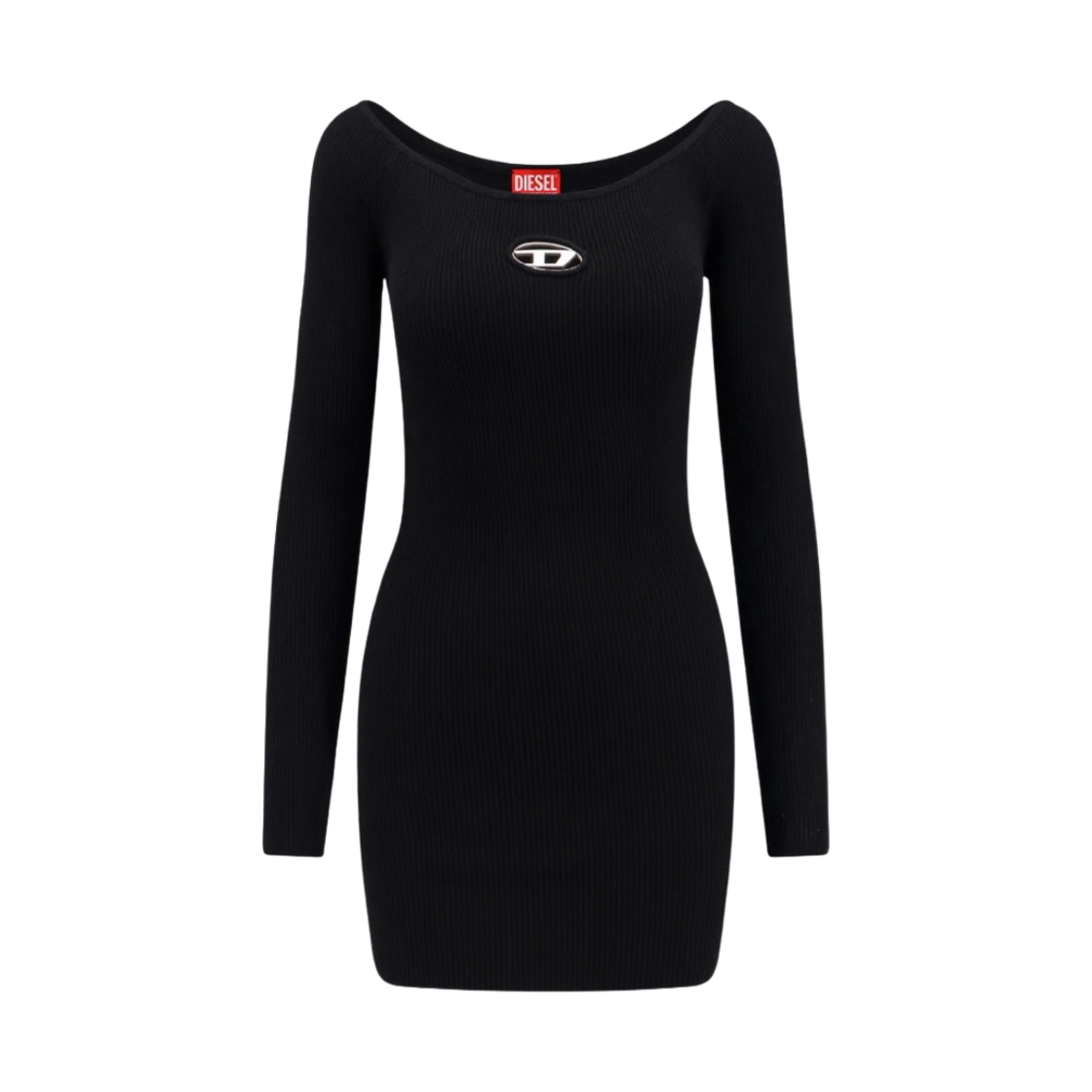 A141880DLAX-9XX (W) Diesel M-Vera Off The Shoulder Dress In Ribbed Knit Black