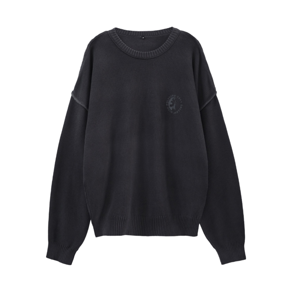 PL24SSKN04CH Polyteru 1011 Reversed Graphic Waffle Knit Charcoal - 24SS