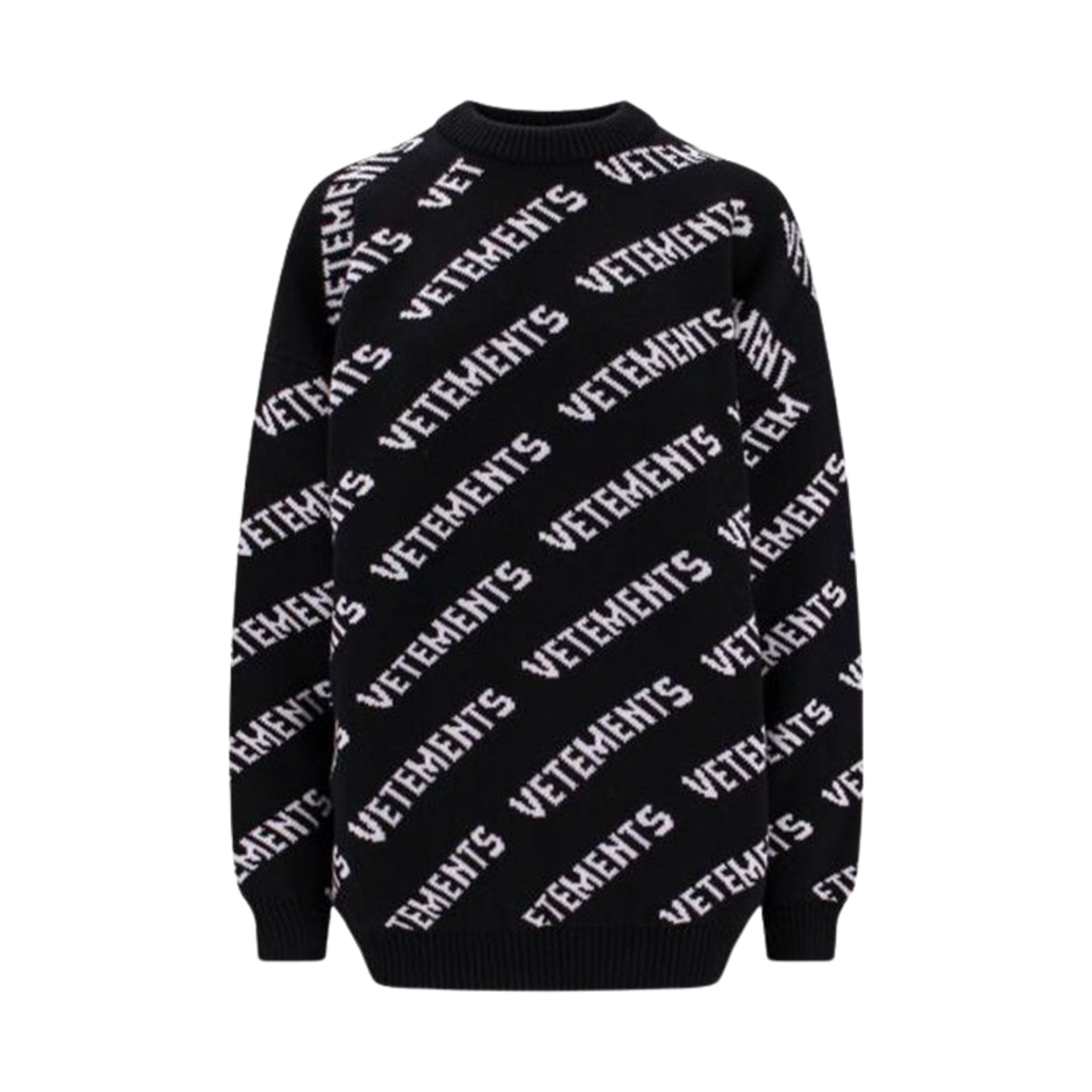 베트멍 로고 니트 스웨터 블랙 화이트(Vetements Logo Knitted Sweater Black White)