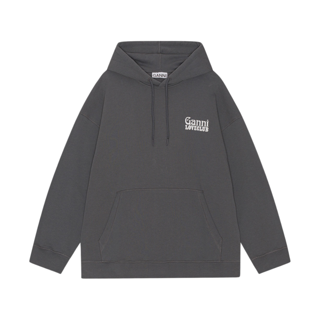 (W) 가니 오버사이즈 이솔리 러브클럽 후드 볼캐닉 애쉬((W) Ganni Oversized Isoli Loveclub Hoodie Volcanic Ash)
