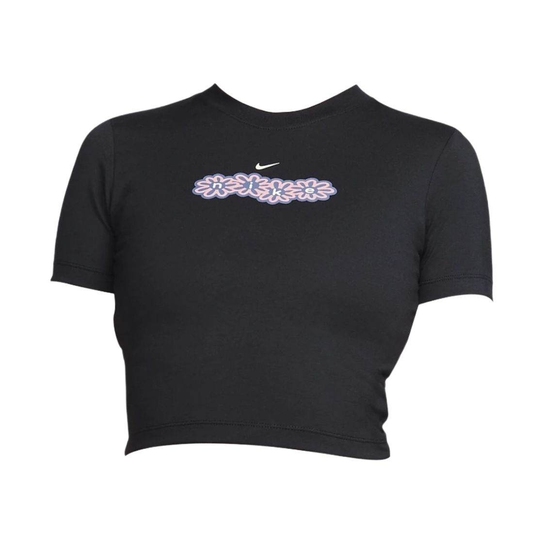 (W) 나이키 NSW 크롭 티셔츠 블랙 - 아시아((W) Nike NSW Cropped T-Shirt Black - Asia) - 1